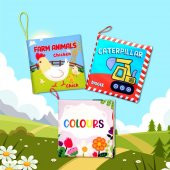 3 Kitapİngilizce Çiftlik Hayvanları , Renkler ve İş Makinaları Kumaş Sessiz Kitap E119 E118 E129 - Bez Kitap thumbnail 5