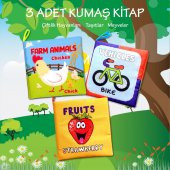 3 Kitapİngilizce Çiftlik Hayvanları, Taşıtlar ve Meyveler Kumaş Sessiz Kitap E119 E132 E126 - Bez Kitap thumbnail 2