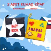 2 Kitapİngilizce Siyah-Beyaz Bebek ve Şekiller Kumaş Sessiz Kitap E136 E131 - Bez Kitap - 2