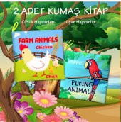 2 Kitapİngilizce Çiftlik Hayvanları ve Uçan Hayvanlar Kumaş Sessiz Kitap E119 E139 - Bez Kitap - 2
