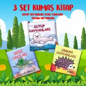 3 Kitap Orman, Deniz ve Kutup Hayvanları Kumaş Sessiz Kitap - 2