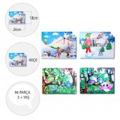 4 Set - 96 Parça  Kış ve Baykuş 5+ Keçe Yapboz - 5 Yaş Puzzle T014 T017 - 4