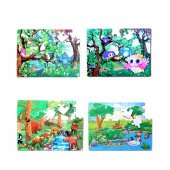 4 Set - 96 Parça  Orman ve Baykuş 5+ Keçe Yapboz - 5 Yaş Puzzle T015 T017 - 1