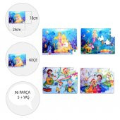 4 Set - 96 Parça  Müzik ve Deniz Kızı 5+ Keçe Yapboz - 5 Yaş Puzzle T041 T016 - 4