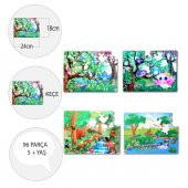 4 Set - 96 Parça  Orman ve Baykuş 5+ Keçe Yapboz - 5 Yaş Puzzle T015 T017 - 4