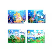 4 Set - 96 Parça  Origami ve Deniz Kızı 5+ Keçe Yapboz - 5 Yaş Puzzle T041 T018 - 1