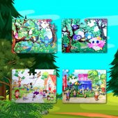 4 Set - 96 Parça  Baykuş ve Oyun Parkı 5+ Keçe Yapboz - 5 Yaş Puzzle T040 T017 - 5