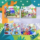 4 Set - 96 Parça  Oyun Parkı ve Müzik 5+ Keçe Yapboz - 5 Yaş Puzzle T016 T040 - 5