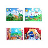 4 Set - 96 Parça  Origami ve Sahne 5+ Keçe Yapboz - 5 Yaş Puzzle T019 T018 - 1