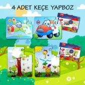 4 Set - 48 Parça  Uçak, Araba ve Zürafa 3+ Keçe Yapboz - 3 Yaş Puzzle T004 T043 - 2