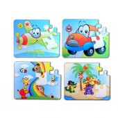 4 Set - 48 Parça  Uçak, Araba ve Gökkuşağı 3+ Keçe Yapboz - 3 Yaş Puzzle T004 T042 - 1