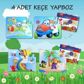 4 Set - 48 Parça  Uçak, Araba ve Gökkuşağı 3+ Keçe Yapboz - 3 Yaş Puzzle T004 T042 - 2