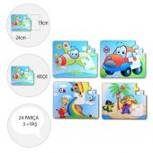 4 Set - 48 Parça  Uçak, Araba ve Gökkuşağı 3+ Keçe Yapboz - 3 Yaş Puzzle T004 T042 - 4