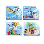 4 Set - 48 Parça  Tekne , Helikopter ve Gökkuşağı 3+ Keçe Yapboz - 3 Yaş Puzzle T005 T042 thumbnail 1