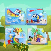 4 Set - 48 Parça  Tekne , Helikopter ve Gökkuşağı 3+ Keçe Yapboz - 3 Yaş Puzzle T005 T042 thumbnail 5