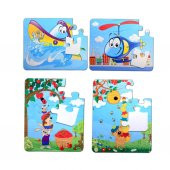 4 Set - 48 Parça  Tekne , Helikopter ve Elmacı Ayı 3+ Keçe Yapboz - 3 Yaş Puzzle T044 T005 - 1