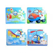 4 Set - 48 Parça  Uçak, Araba, Tekne ve Helikopter 3+ Keçe Yapboz - 3 Yaş Puzzle T004 T005 - 1