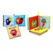 2 Kitap  Sebzeler ve Meyveler Kumaş Sessiz Kitap T113 T049 - Bez Kitap - 3