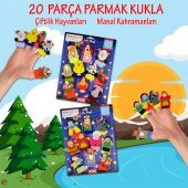 2 Set - 20 Parça  Masal Kahramanları ve Çiftlik Hayvanlar Parmak Kukla T225 T220 thumbnail 2
