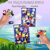2 Set - 20 Parça  Taşıtlar ve Uçan Hayvanlar Parmak Kukla T181 T222 thumbnail 2