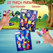 2 Set - 20 Parça  Uçan Hayvanlar ve Sebzeler Parmak Kukla T104 T222 - 2