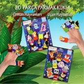2 Set - 20 Parça  Orman ve Uçan Hayvanlar Parmak Kukla T218 T222 - 2