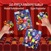2 Set - 20 Parça  Masal Kahramanları ve Uçan Hayvanlar Parmak Kukla T225 T222 - 2