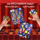 2 Set - 20 Parça  Hacivat Karagöz ve Uçan Hayvanlar Parmak Kukla T224 T222 thumbnail 2