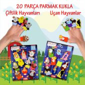 2 Set - 20 Parça  Çiftlik ve Uçan Hayvanlar Parmak Kukla T220 T222 thumbnail 2