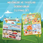 2 Set - 36 Parça  Mevsimler ve Taşıtları Öğreniyorum Keçe Cırtlı Duvar Panoları thumbnail 2