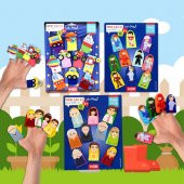 3 Set - 30 Parça  Taşıtlar, Aile Bireyleri ve Meslekler Parmak Kukla T181 T751 T761 thumbnail 5