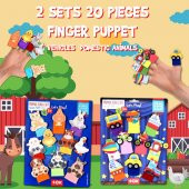 2 Set - 20 Parça  Taşıtlar ve Evcil Hayvanlar Parmak Kukla T772 T181 thumbnail 4