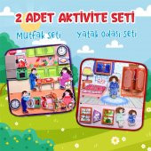 2 Set - 32 Parça  Mutfak ve Yatak Odası Keçe Cırtlı Aktivite Sayfası - 2