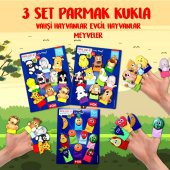 3 Set - 30 Parça  Evcil , Vahşi Hayvanlar ve Meyveler Parmak Kukla T771 T781 T105 - 2