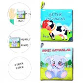 2 Kitap  Çiftlik Hayvanlar ve Vahşi Hayvanlar Kumaş Sessiz Kitap T134 T111 - Bez Kitap thumbnail 4