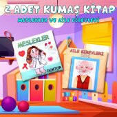 2 Kitap  Aile Bireyleri ve Meslekler Kumaş Sessiz Kitap T109 T112 - Bez Kitap - 2