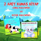 2 Kitap  Çiftlik Hayvanlar ve Vahşi Hayvanlar Kumaş Sessiz Kitap T134 T111 - Bez Kitap thumbnail 2