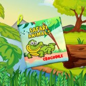 İngilizce Safari Hayvanları Kumaş Sessiz Kitap E130 - Bez Kitap - 5