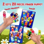 2 Set - 20 Parça  Emojiler ve Aile Bireyleri Parmak Kukla T106 T752 - 4