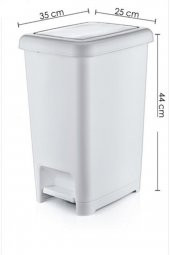 Beyaz Slim Pedallı Çöp Kovası 25 Lt - 1