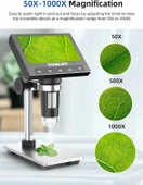 Tomlov Dm4 4.3 Inc Ekranlı, 720P Lcd Mikroskop 1000X - Metal Stand - 2