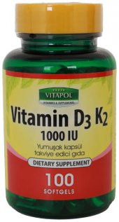 Vitapol D3 Vitamini K2 Vitamini 100 Softgel Vitamin D3 Vitamin K2 - 1