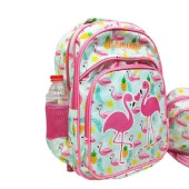 Flamingo Baskılı Pembe Renk Kız Çocuk Okul Sırt Çantası - 11