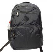 Yatay Fermuar Detaylı Krinkıl Kumaş Sırt Çantası Siyah Renk - 1