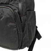 Yatay Fermuar Detaylı Krinkıl Kumaş Sırt Çantası Siyah Renk - 3