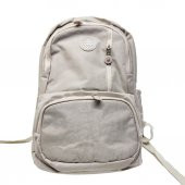 Dikey Fermuarlı Model Krinkıl Kumaş Sırt Çantası Krem Renk - 1