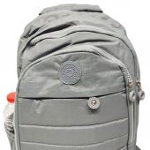 Dikiş Detaylı Krinkıl Kumaş Sırt Çantası Gri Renk - 3