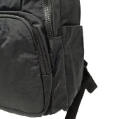 Yatay Fermuar Detaylı Krinkıl Kumaş Sırt Çantası Siyah Renk - 12