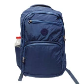 Yatay Fermuar Detaylı Krinkıl Kumaş Sırt Çantası Lacivert Renk - 6