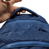 Yatay Fermuar Detaylı Krinkıl Kumaş Sırt Çantası Lacivert Renk - 9